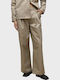 Damen Hoch tailliert Stoff Hose Beige
