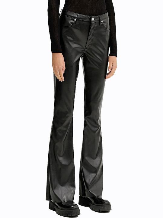 Damen Stoff Hose Schlag Black