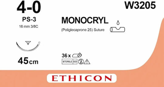 Ethicon Monocryl Dissolvable 4/0 16mm 45cm Y501g