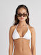 Top bikini triunghi B cup cu burete alb