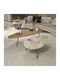 Oval Central Coffee Table Monty Wooden Natural Beige Marble 2 Pieces W116xL46xH46cm