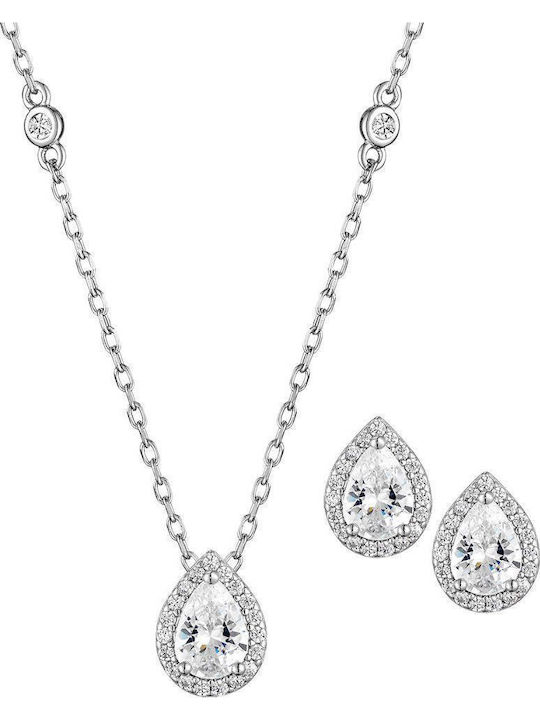 White Pearl Jewelry Set from Silver