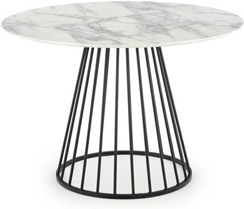 Houston 1430 Round Table Dining Room with Marble Surface Black, White Marble 75x75cm