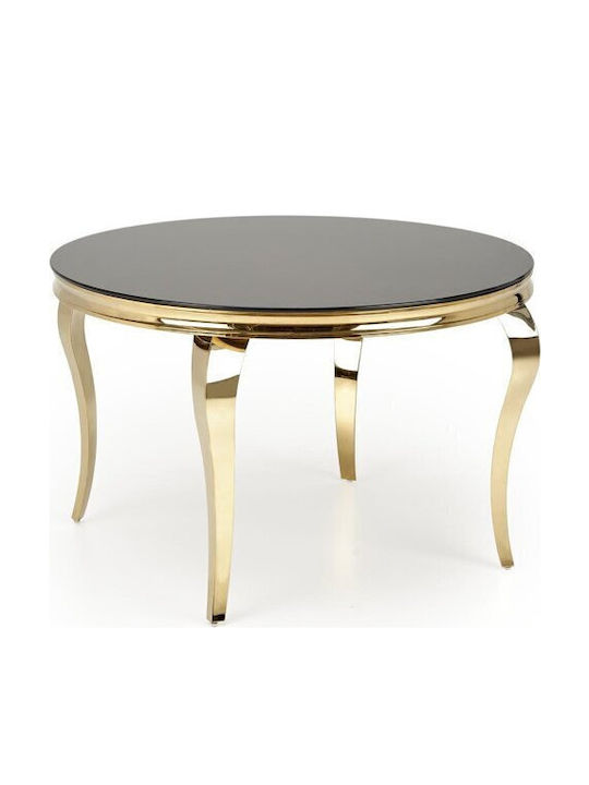Houston 1813 Round Table Dining Room with Glass Surface Gold, Black 76x76cm