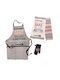 Kitchen Towels Set 4 Pieces Apron Glove & Tea Towels Printed 970 Coral