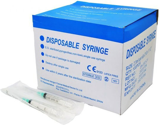 Plastische Einweg-Spritzen Mit Abnehmbarer Nadel 100 Stücke 2,5ml 23g