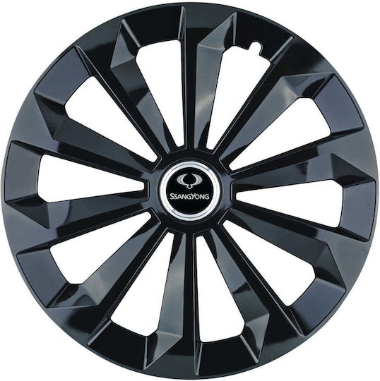 Set 4 Fame Black Wheel Covers R15 Ssangyoung Car Range