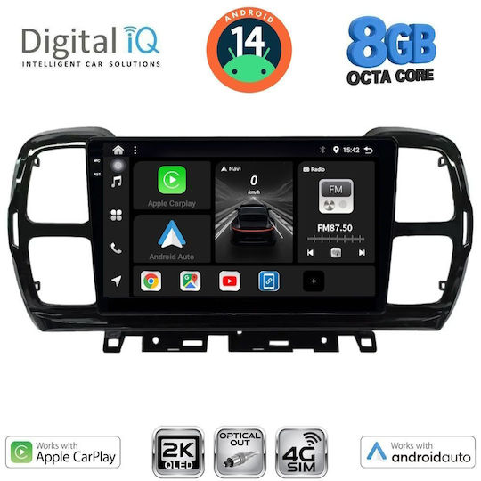 Digital IQ Car Audio System for Citroen C5 Aircross 2017-2021 (Bluetooth/USB/WiFi/GPS/Apple-Carplay/Android-Auto) with Touch Screen 9"