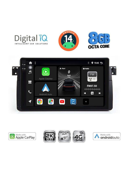 Digital IQ Car Audio System for BMW E46 1998-2005 (Bluetooth/USB/WiFi/GPS/Apple-Carplay/Android-Auto) with Touch Screen 9"