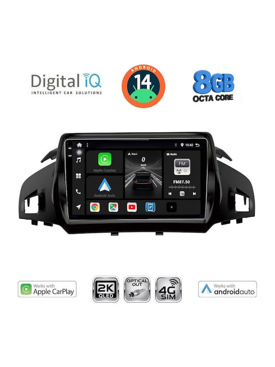 Digital IQ Car Audio System for Ford Kuga / C-Max 2013-2019 (Bluetooth/USB/WiFi/GPS/Apple-Carplay/Android-Auto) with Touch Screen 9"