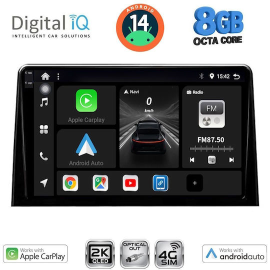 Digital IQ Car Audio System for Peugeot Partner Opel Combo Fiat Doblo Toyota Proace Citroen Berlingo 2019 (Bluetooth/USB/WiFi/GPS/Apple-Carplay/Android-Auto) with Touch Screen 10"