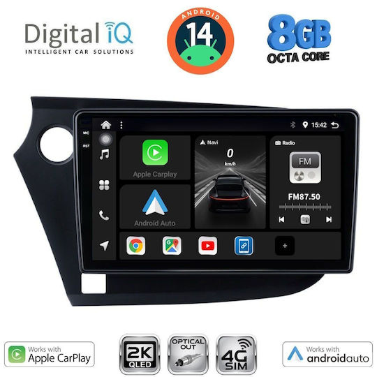 Digital IQ Car Audio System for Honda Insight 2009-2014 (Bluetooth/USB/WiFi/GPS/Apple-Carplay/Android-Auto) with Touch Screen 9"