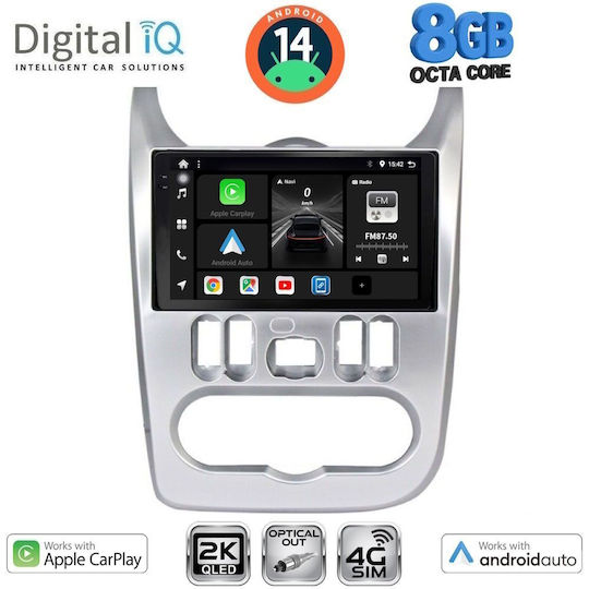 Digital IQ Ηχοσύστημα Αυτοκινήτου για Renault Logan Dacia Duster / Logan / Sandero 2006-2012 (Bluetooth/USB/WiFi/GPS/Apple-Carplay/Android-Auto) με Οθόνη Αφής 9"
