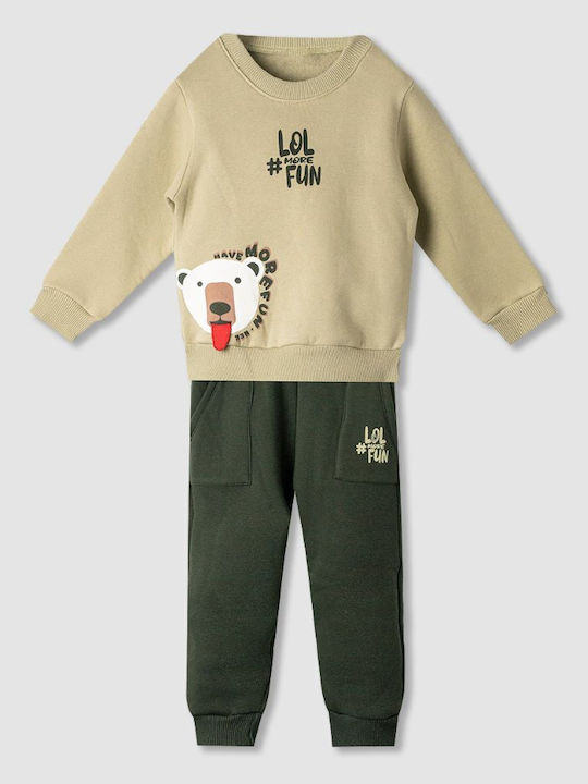 Nek Kids Wear Kids Sweatpants Set Khaki 2pcs