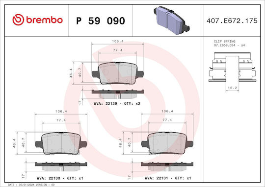 Brembo Bremsbelag Set Scheibenbremse P 59 090