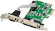 Powertech PCIe Karte mit 2 DB25 Parallel und RS232 DB9 Seriell Anschlüssen