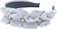 Shiny Hair Headband Pleats & Rhinestones Silver