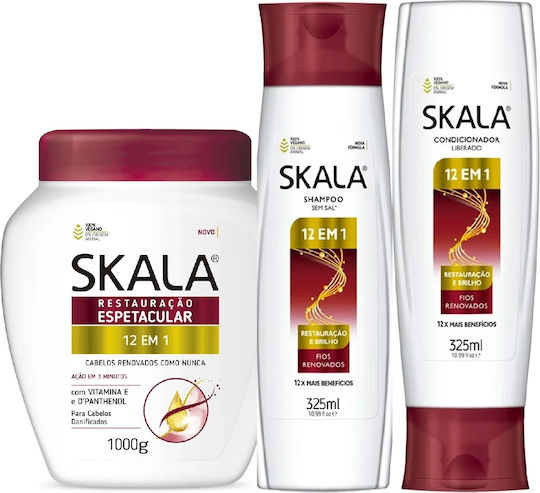 Skala Hair Care Sets Reconstruction & Nourishment for Damaged Hair with Shampoo Mask & Conditioner 3 Pieces