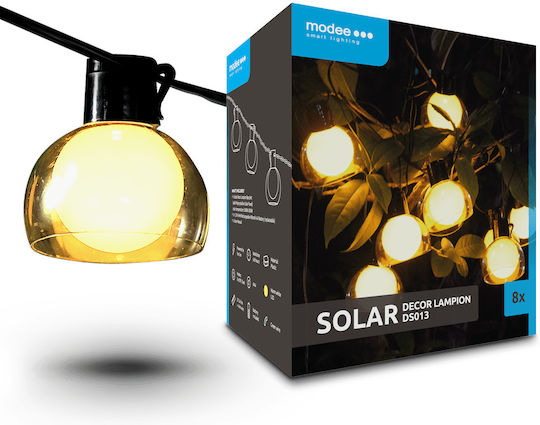 Modee Lighting Set of 12 Hanging Solar Lights Garland with Warm White Light IP44