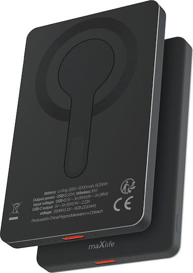 Maxlife MXPB-05 MagSafe Power Bank 5000mAh 20W με Θύρα USB-C Power Delivery Μαύρο