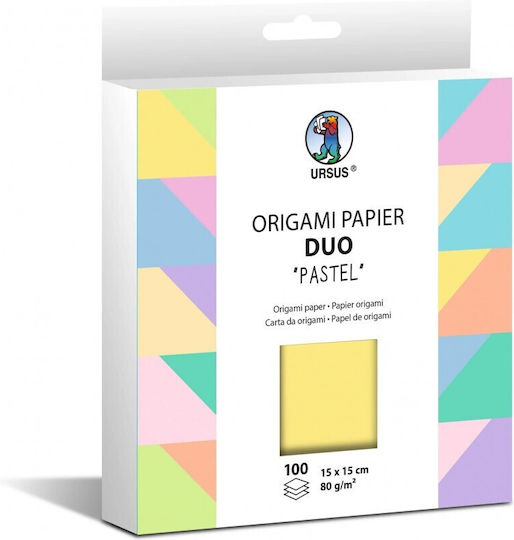 Foaie Origami Duo Pastel 10x15cm 80 G/m² 100 buc Ursus 4008525254164