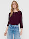 Damen Bluse mit 3/4 Ärmel Burgundisch