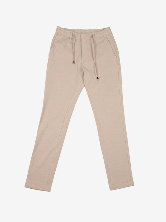 Men's Elastic Slim Fit Trousers Beige
