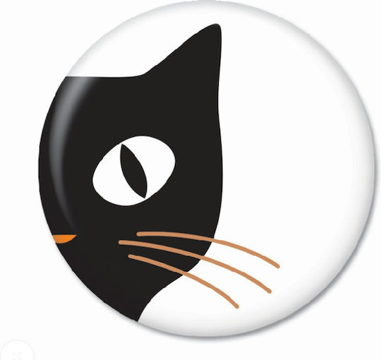 Thinkofme Decorative Magnet 5.9cm Black Cat White Background M223