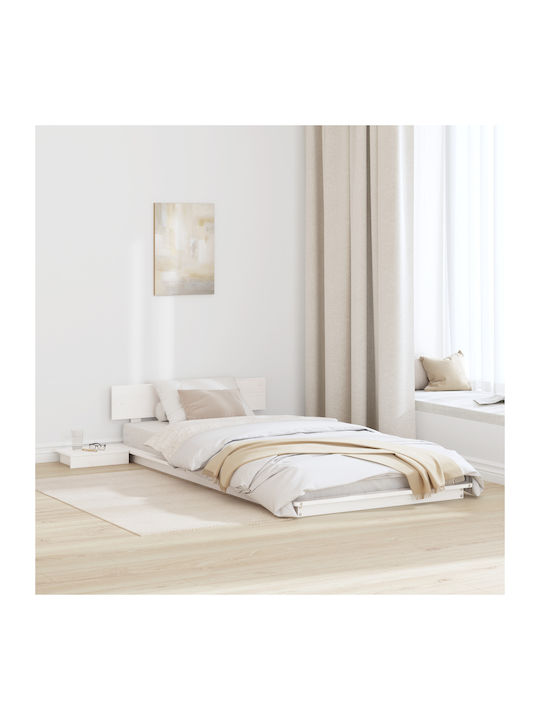 Ein Einzelbett Aus Holz Weiß mit Lattenrost für Matratze 90x190cm