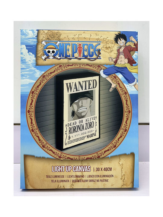 One Piece Zoro Wanted Light Canvas 40x30 Cm