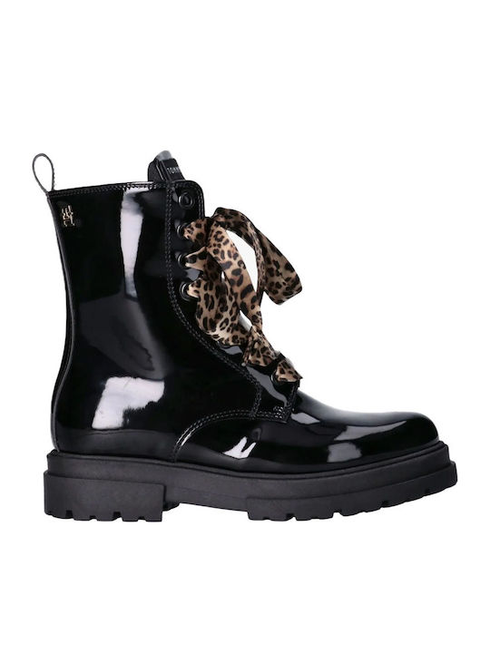 Kinderstiefel mit Schnürsenkeln Schwarz