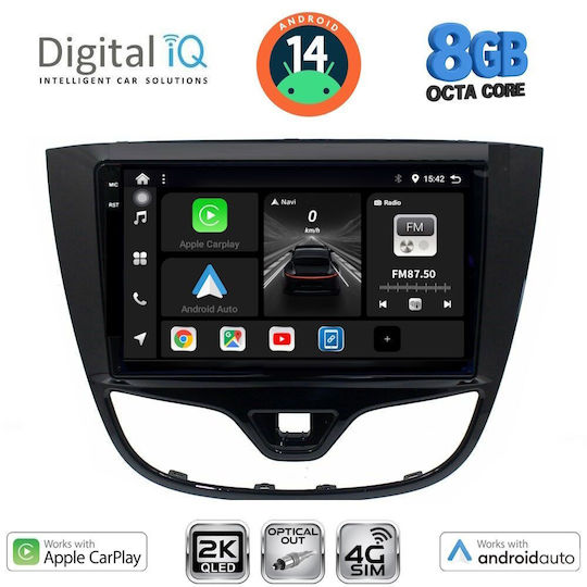 Digital IQ Car Audio System for Opel Karl 2014-2019 (Bluetooth/USB/WiFi/GPS/Apple-Carplay/Android-Auto) with Touch Screen 10"