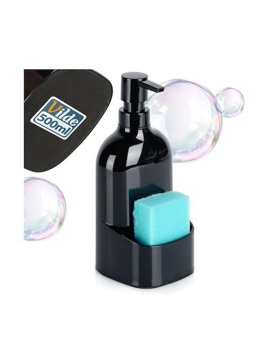 Orion Dispenser Kitchen Plastic with Sponge Holder Black 500ml