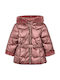 Kids' Quilted Jacket Long with Hood Pink