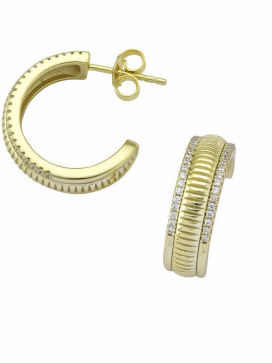 Dimitrios Exclusive Earrings Hoops made of Silver Gold Plated with Stones