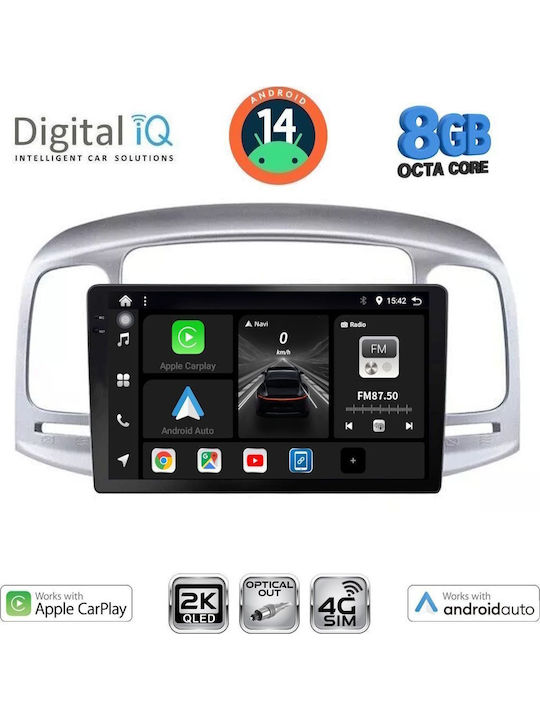 Digital IQ Auto-Audiosystem für Hyundai Akzent 2005-2012 (Bluetooth/USB/WiFi/GPS/Apple-Carplay/Android-Auto) mit Touchscreen 9"