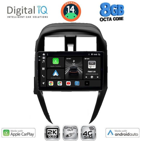 Digital IQ Car Audio System for Nissan Leaf 2009-2017 (Bluetooth/USB/WiFi/GPS/Apple-Carplay/Android-Auto) with Touch Screen 9"