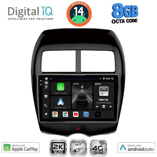 Digital IQ Car Audio System for Peugeot 4008 Mitsubishi Asx 2012-2018 (Bluetooth/USB/WiFi/GPS/Apple-Carplay/Android-Auto) with Touch Screen 10"