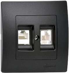 Lillium Πριζ.tf Rj11+data Rj45 Μαυρο Ματ Makel 2-m32054037