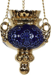 Hanging Blue Heat-Resistant Lamp with Embossed Cross