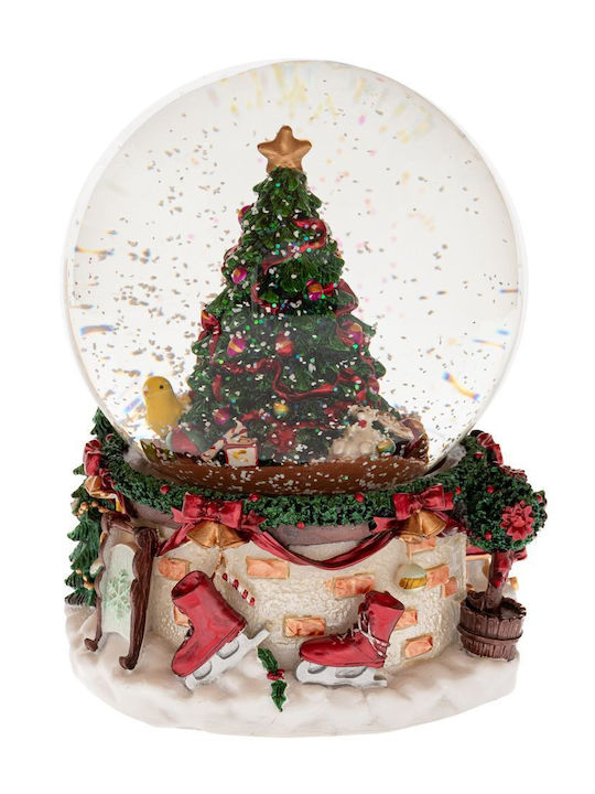 Ornament de Crăciun Lanternă cu Brazi Glob de apă 13.5x13.5x16.5cm 1buc