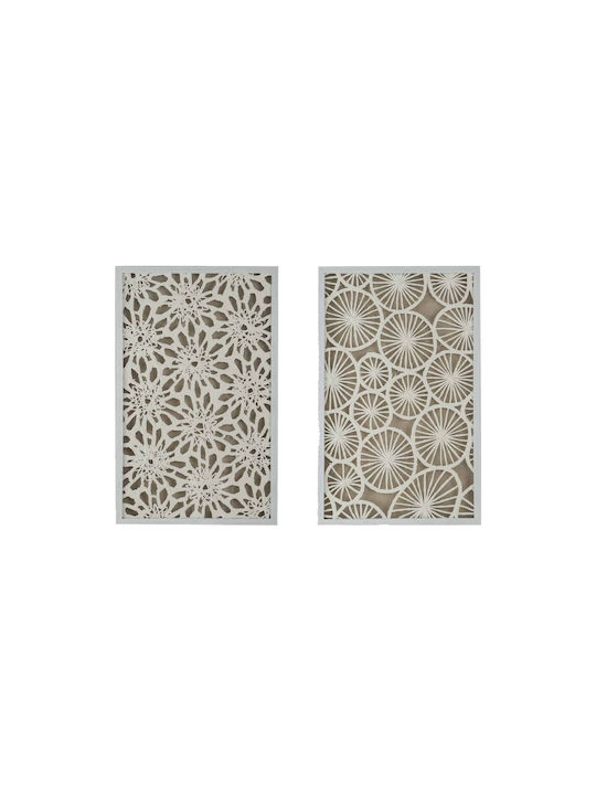 Artekko Mosaic Μπεζ Πίνακες Χάρτινη Τεχνοτροπία Κορνίζα 50x3x80 Cm 2pcs 50cm X 3cm X 80cm