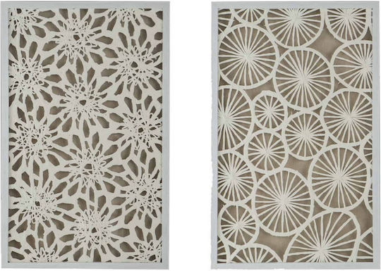 Artekko Mosaic Beige Paintings Paper Technique Frame 50x3x80 Cm 2 Pieces 50cm X 3cm X 80cm