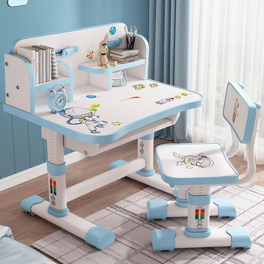 Kids Desk made of Melamine White-Light Blue 75.5x48.5x101cm