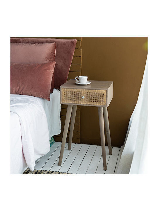 Artekko Cons Brown MDF Console Rattan 40x37x70 Cm 40cm X 37cm X 70cm