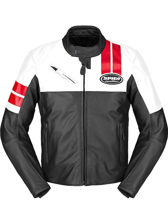 Spidi Roar Winter Men's Motorcycle Jacket Leather White/Red/Black