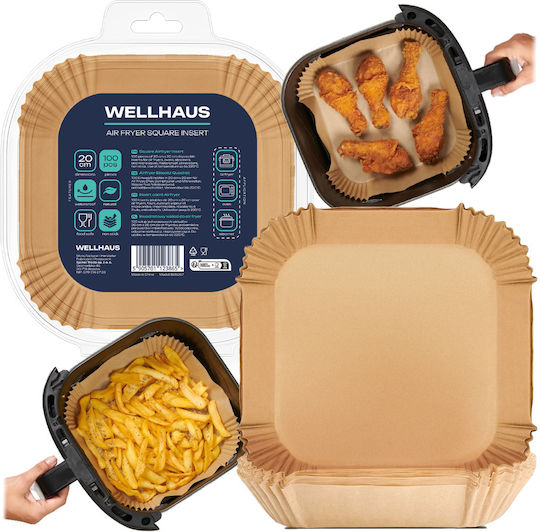 Wellhaus Air Fryer Insert Square 20x20 Cm X100 Pieces