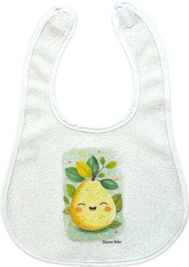 Bunny Bebe Σαλιάρα Πλαστική με Αυτοκόλλητο Αχλάδι