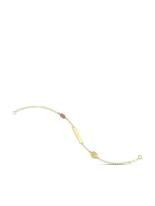 Themelidis Jewels Kids Bracelet ID from Gold 9K with Evil Eye