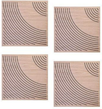 Audiodesigner Audio Treatment Material Panel (4 Pieces) in Wave Design 50cm x 50cm x 50mm in Brown Color